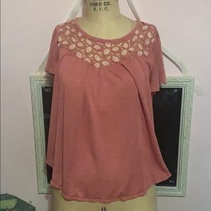 Loose Pink Shirt with detailed neck